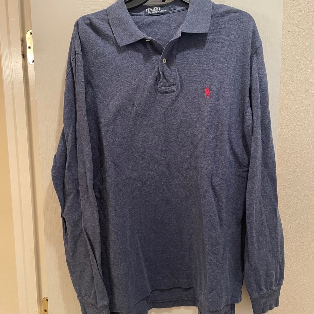 Ralph Lauren Blue Polo Shirt Classic Long Sleeve